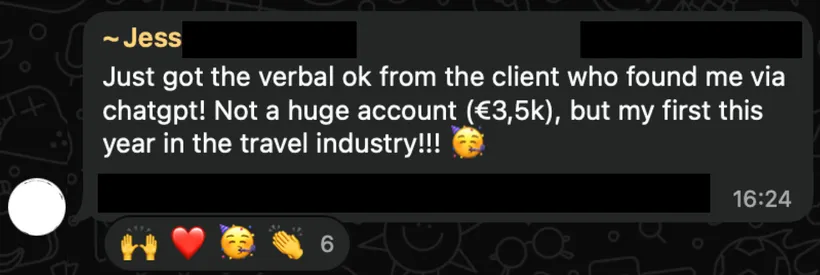 Client message: found a client via ChatGPT